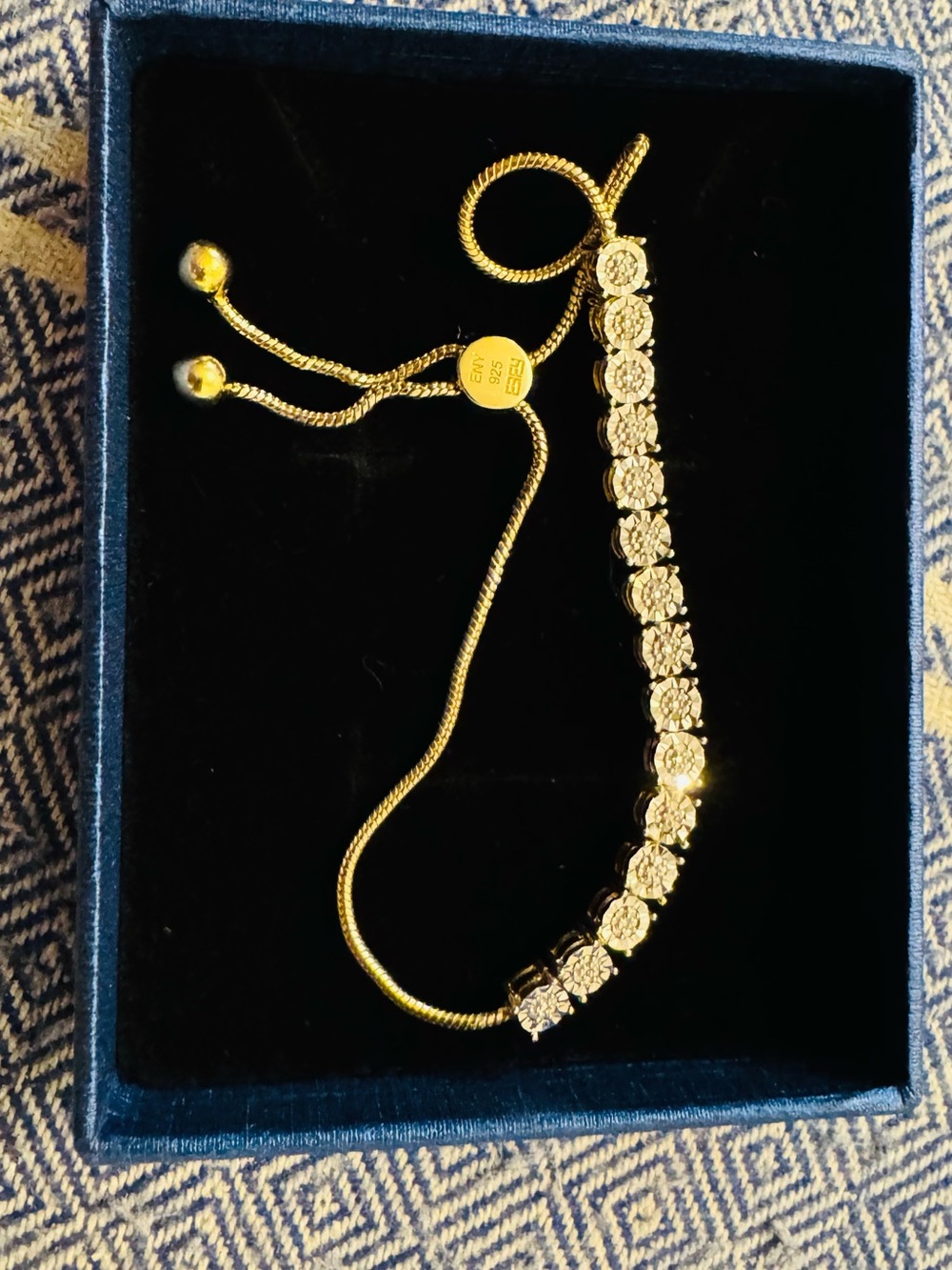 EFFY : Tennis bracelet , adjustable , made of gold plated 925 sterling silver.